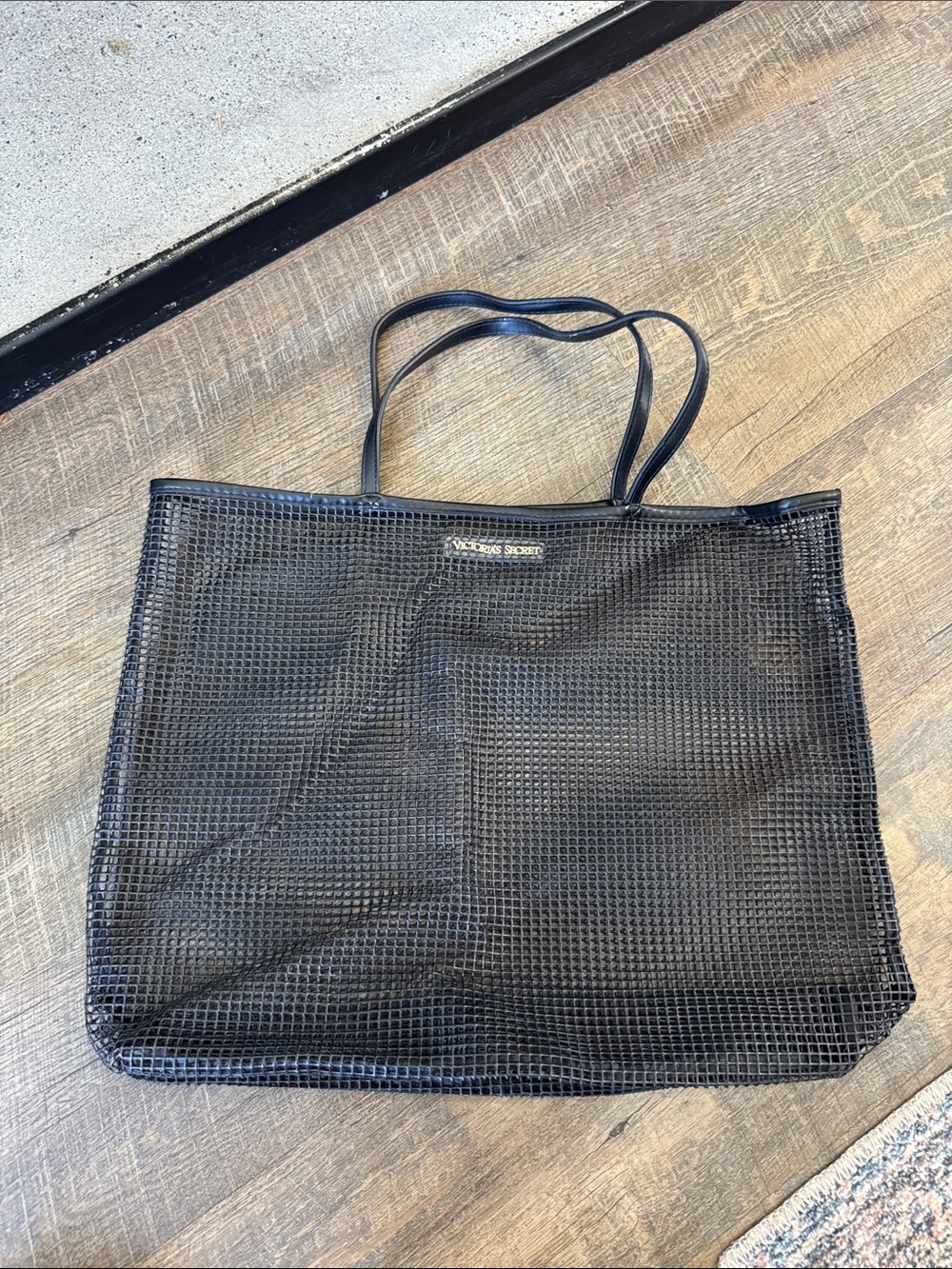 Black Mesh Tote Bag with Dual Handles
